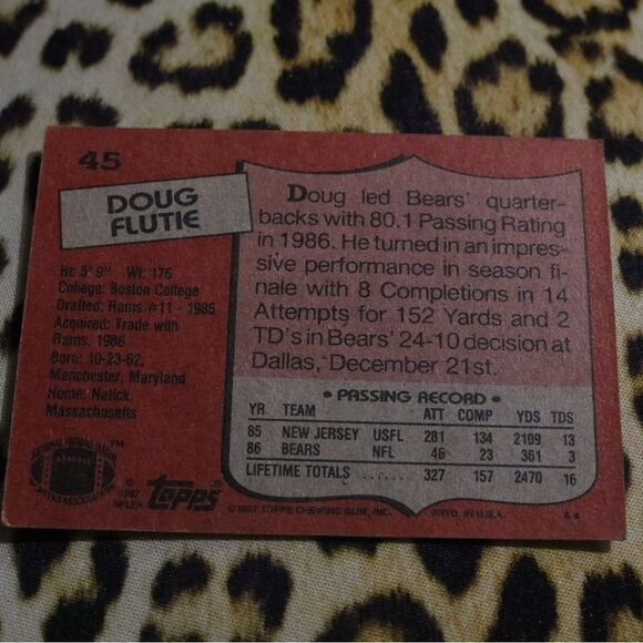 Doug Flutie #45 Football Card - Picture 2 of 2